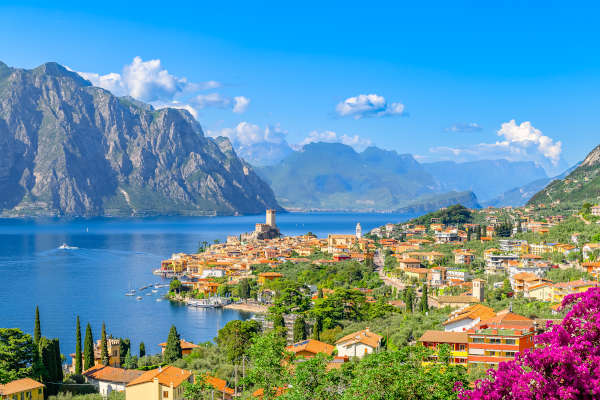 Landscape with Malcesine town, Garda Lake, Italy Landscape with Malcesine town, Garda Lake, Italy