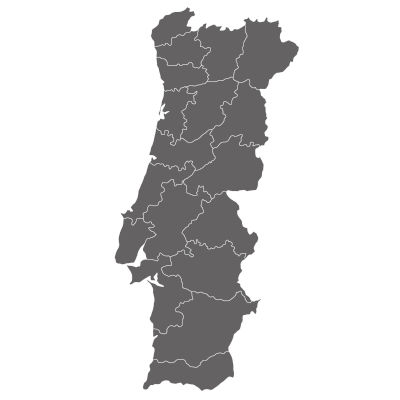 Eine Karte von Portugal, die die geografischen Grenzen, Städte und Regionen des Landes zeigt.