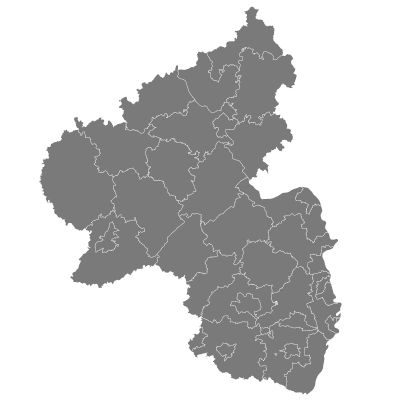 Rheinland-Pfalz Karte Eine Karte von Rheinland-Pfalz, die die geografischen Grenzen, Städte und Regionen des Bundeslandes zeigt.