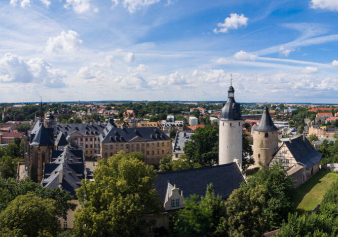 Aerial View Altenburg Thuringia Castle old medieval town.