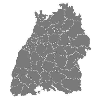 BW Karte Moderne Karte - Baden-Württemberg Karte von Deutschland mit Landkreisen grau