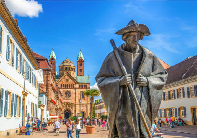 Jakobspilger-Speyer Busreisen nach Spyer. Mit Blick auf den Jakobspilger.