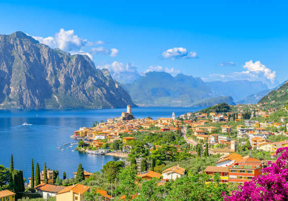 Landscape with Malcesine town, Garda Lake, Italy Landscape with Malcesine town, Garda Lake, Italy