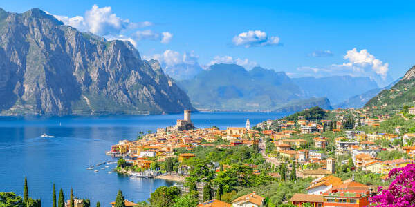 Landscape with Malcesine town, Garda Lake, Italy Landscape with Malcesine town, Garda Lake, Italy
