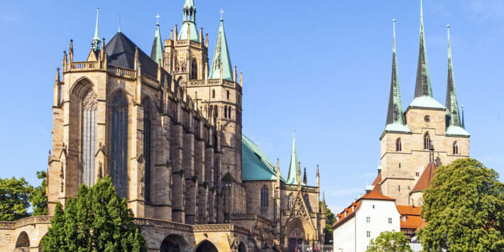 Staedtereisen nach Erfurt, Blick auf den Dom von Erfurt.